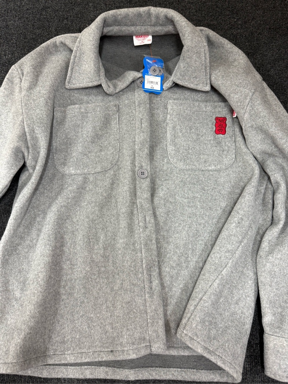 JCPENNEY - Grey Button-Front Fleece Shirt Jacket - HARIBO